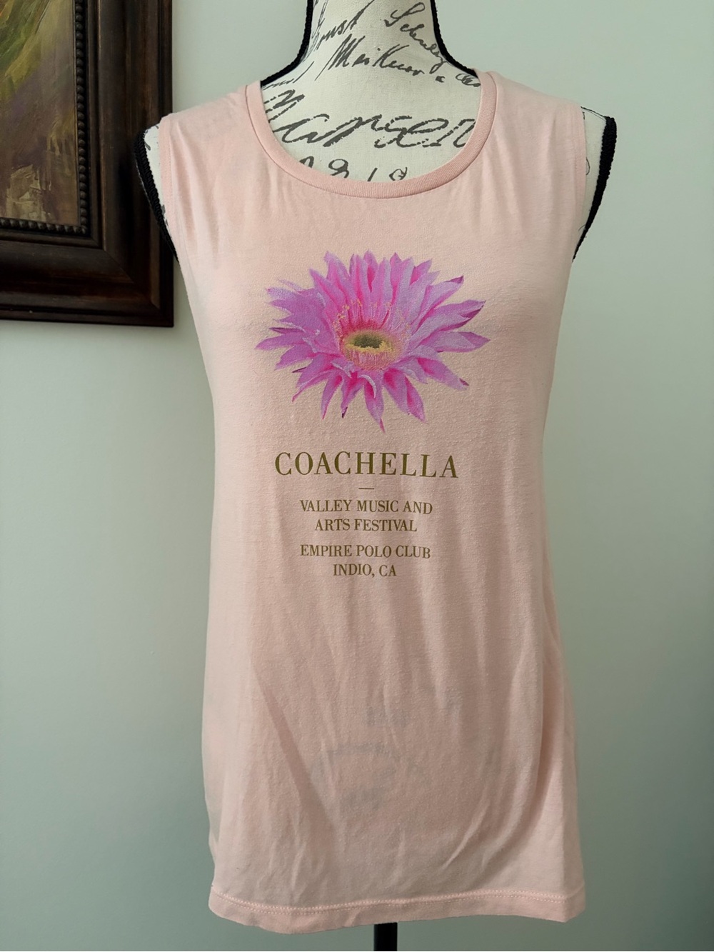 Coachella Peach Floral Graphic Tank